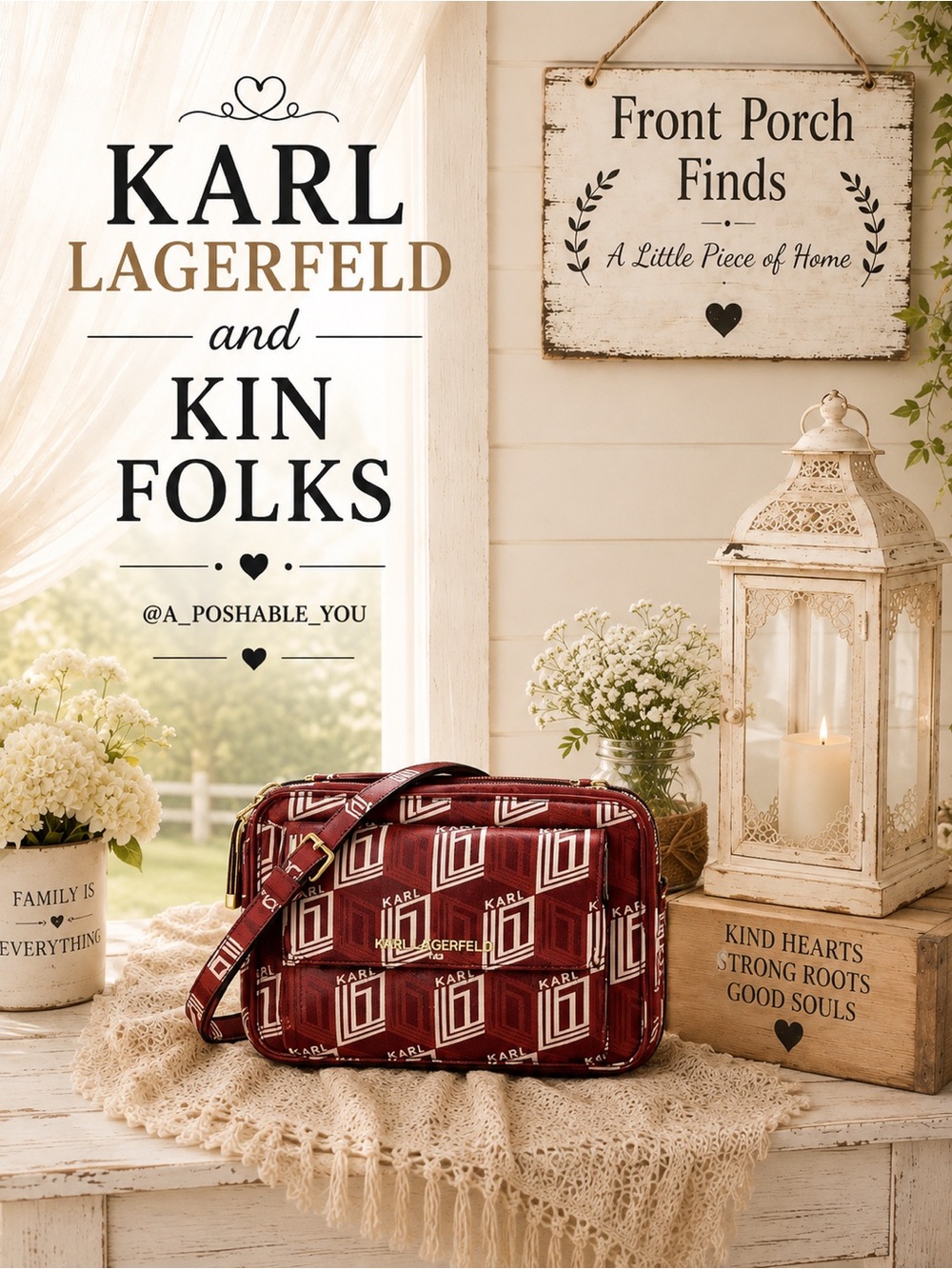 Karl Lagerfeld Paris Monogram Cube Crossbody Bag NWT